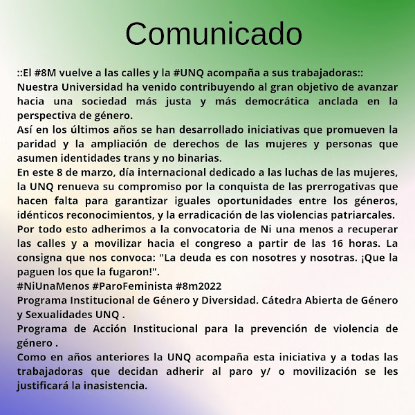 Comunicado 8M